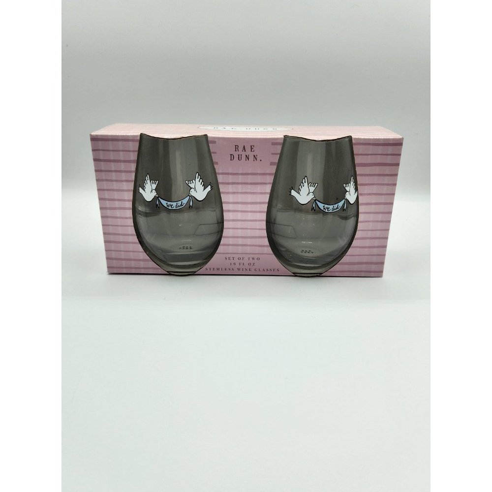 Rae Dunn Stemless Wine Glasses set of 2